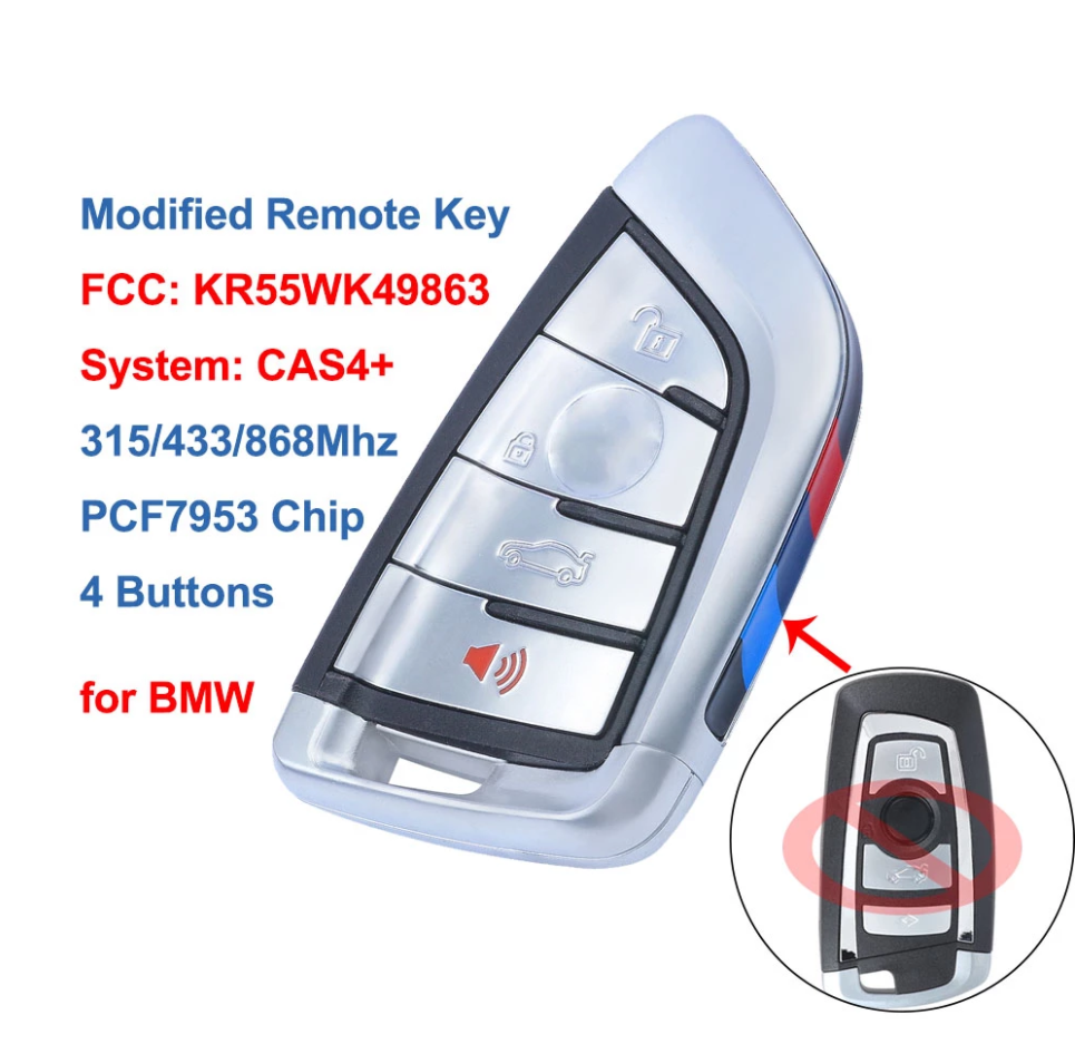 BMW Modified Remote Key 4 Button 315 433 868MHz PCF7953 Chip For BMW 1