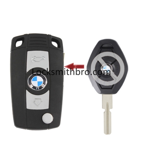 LockSmithbro BMW 3 Button Modified Folding Flip Remote Key Shell With HU58 Blade