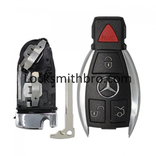 LockSmithbro Mercedes Benz 3+1 Button Smart Key Shell With 2 Battery Holders