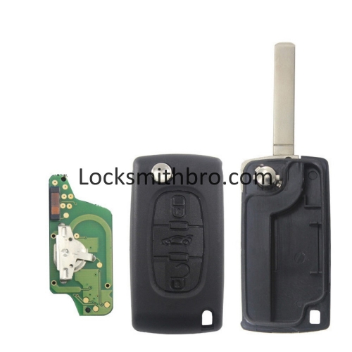 LockSmithbro 0523 ASK 3 Button 307(VA2) Blade ForCitroen 433Mhz 7941(ID46) Chip Remote Key For Cars After 2011 (Trunk Button)