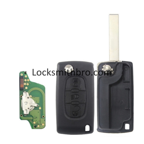 LockSmithbro 0523 ASK 3 Button 407(HU83) Blade ForCitroen 433Mhz 7941(ID46) Chip Chip Remote Key 2011 (LED Button)