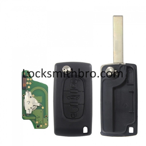 LockSmithbro FSK 0523 3 Button 433Mhz 7941(ID46) Chip 407 (HU83) Blade Peugeo With Trunk Button Flip Remote Key For Cars After 2011