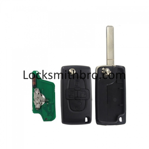 LockSmithbro FSK 0523 4 Button 433Mhz 7941(ID46) Chip 307(VA2) Blade Peugeo Flip Remote Key For Cars After 2011
