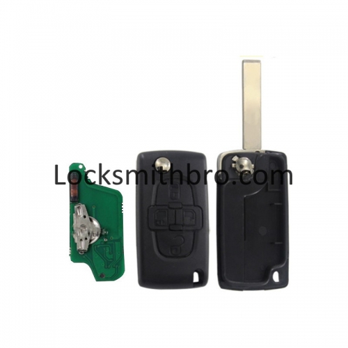 LockSmithbro ASK 0523 4 Button 433Mhz 7941(ID46) Chip 407(HU83) Blade Peugeo Flip Remote Key For Cars After 2011