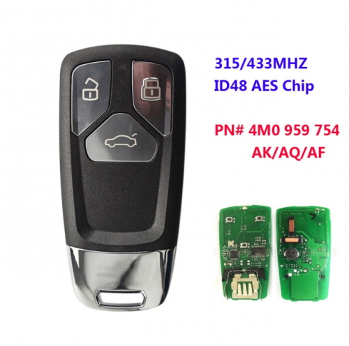 For Audi 3B Smart Key 4M0 959 754 AK AQ AF 433MHZ