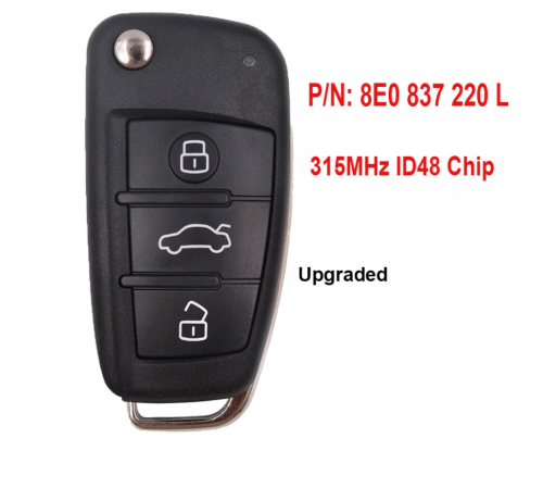 Audi Upgraded Flip Remote Car Key 315MHz ID48 Chip Fob for Audi A4 S4 2006-2010 P/N: 8E0 837 220 L