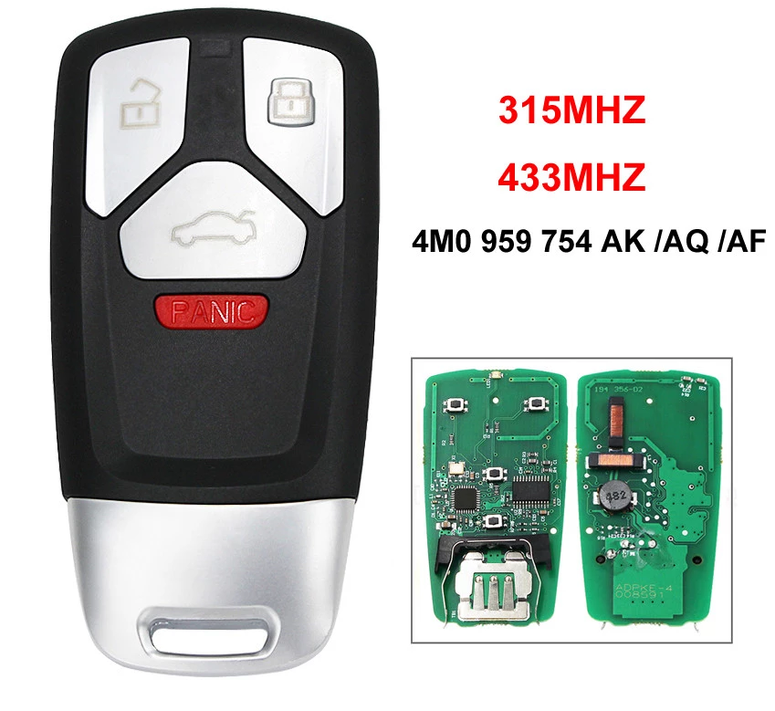 314 Button Remote Smart Car Key Fob Keyless Go 315mhz 433mhz For Audi Tt A4 A5 Q7 Sq7 Fcc Id 4456