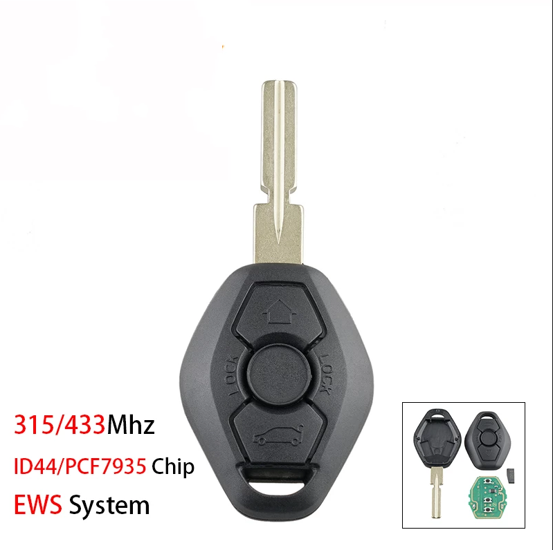 Portachiavi Telecomando Auto Con Chip ID44 Per BMW E38 E39 E46 X3 X5 – 3 Pulsanti, Frequenza 433MHz, Ricambio Con Batteria