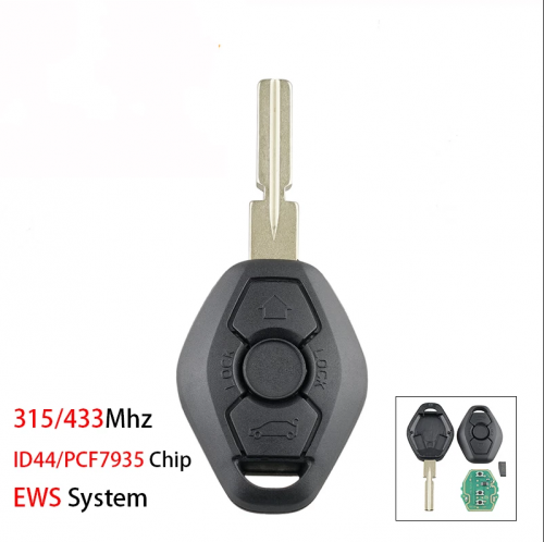 BMW  3Buttons Remote Car Key for BMW 315/433Mhz for BMW E38 E39 E46 EWS System ID44/PCF7935 Chip