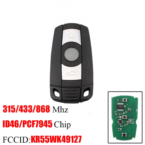 BMW Remote Key 3 Buttons 315 /433 /868MHz for BMW 1/3/5/7 Series CAS3 X5 X6 Z4 Car Control Transmitter with ID46 PCF7945 Chip