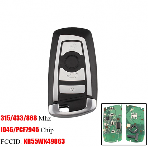BMW 315/433/868 Mhz Smart Remote Key Fob For BMW CAS4 Cas4+F System For BMW 3 5 7 Series 2009-2016  FCC：KR55WK49863