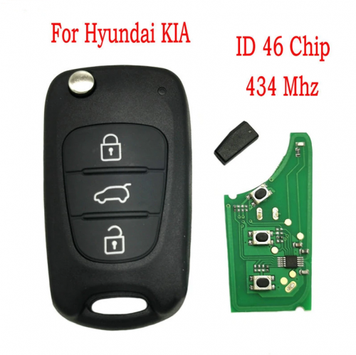 Flip Remote Key Fob For H-yundai IX35 I20 I30 2008 2009 2010 2011 2012, 3 Button 433Mhz ID46 Chip Car Key
