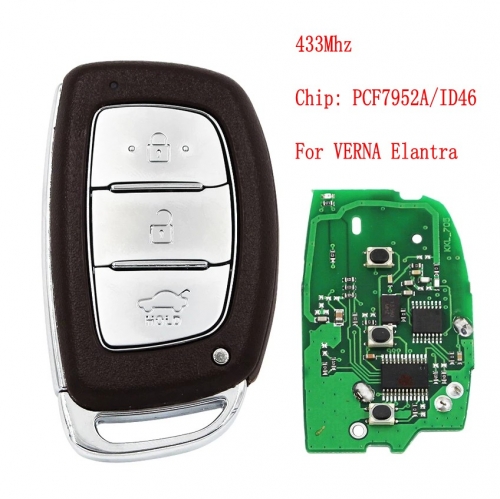 3 Button For H-yundai VERNA Elantra 434mhz With ID46 PCF7952 chip Uncut TOY48 Blade