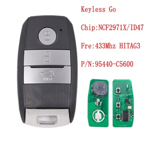 3 Button FSK 433MHz Keyless Go Remote Key NCF2971X / HITAG 3 / 47 Chip HY15 for Kia Sorento 2017 2018 2019 PN: 95440-C5600