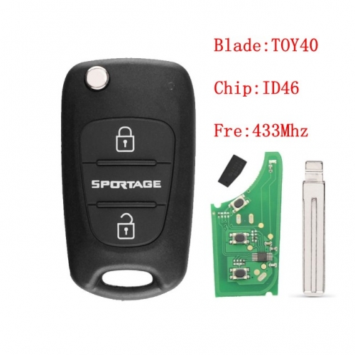 3 Buttons FOB Remote Key 433Mhz For Kia K5 ID46