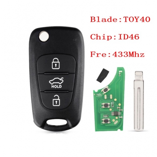 3 Buttons FOB Remote Key 433Mhz For Kia K5 ID46