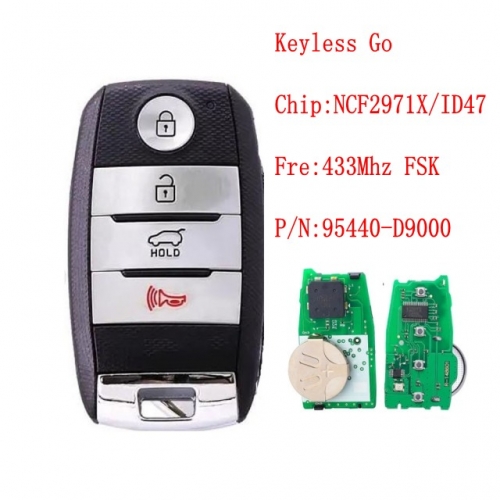 Kia Sportage 2016 2017 2018 Smart Remote Control Car Key , Fob 4 Button - 433.92MHz P/N : 95440-D9000, TQ8-FOB-4F08
