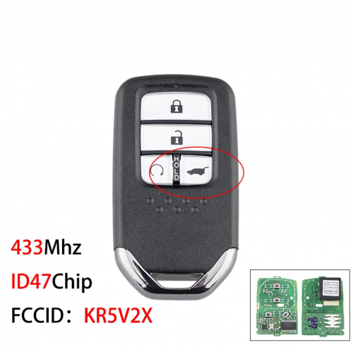 KR5V2X Car Remote Key for Honda CRV/URV 2017-2020 Keyless Entry Smart Car Key 4 Buttons 433Mhz ID47Chip