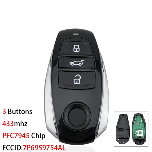 7P6959754AL Car Remote Key for Volkswage.n Touareg 2011 2012 2013 2014 Smart Car Key with Emergency PFC7945 Chip 433mhz