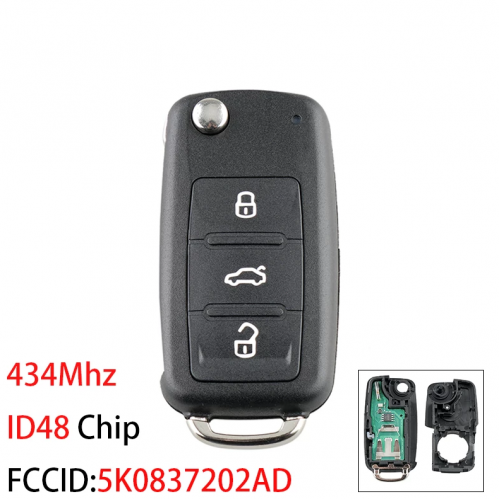 434Mhz Remote Car Key for VW GOLF PASSAT Tiguan Polo Jetta Beetle  5K0837202AD for Seat for Skoda