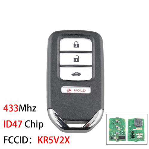 KR5V2X Car Remote Key Fob for HONDA CIVIC EX 2017 2018 2019 Smart Car Key 433Mhz ID47 Chip 4 Buttons