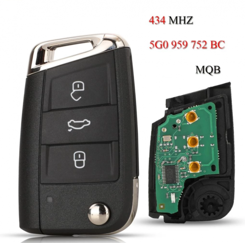 3 Buttons Remote Control Car Key 433Mhz For VW Golf 7 MK7 Skoda Octavia A7 Seat 5G0959752BC MBQ  Keyless Go