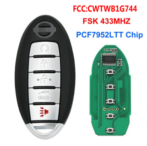 5Buttons Remote Key 433Mhz with ID46 Chip for Nissa.n PATROL Pathfinder Armada CWTWB1G744 Intelligent Smart Key
