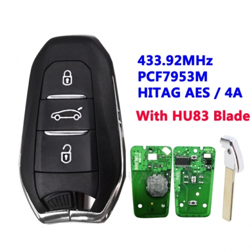 3 Buttons 433.92MHz PCF7953M / HITAG AES / 4A Chip PCF7945 / HITAG AES / 46 Chip Complete Smart Card Car Key Replacement For C-ITROEN C4 Picasso Lock