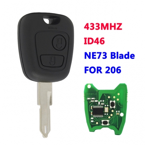 2 Button Remote Key For P-eugeot C-itroen 206