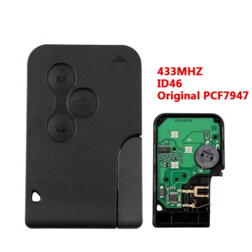 3 Button Smart Key Card 433Mhz ID46 PCF7947/7926 Chip For R-enault Megane 2 3 Scenic Grand 2003-2008