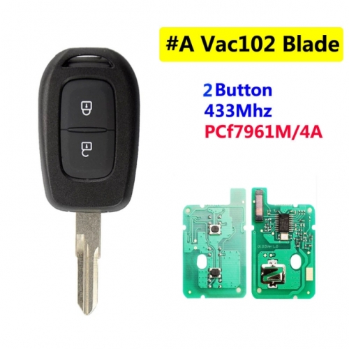 2 Button Remote Key For R-enault With PCF7961M/4A
