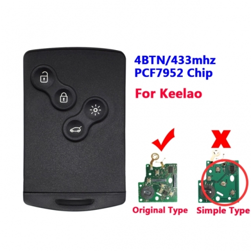 4 Button Remote Smart Card With 7952 Chip For R-enault Koleo