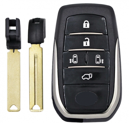 5 Button Remote Car Key Shell Case Housing with TOY12 Uncut Blade for T-oyota Alphard 30 Series Previa Vellfire Noah