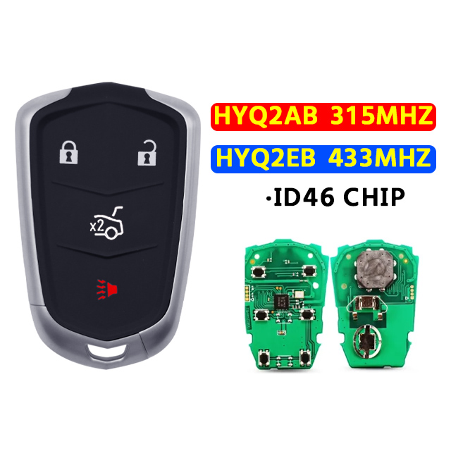 HYQ2AB/HYQ2EB 4 Buttons Remote Car Key Fob 315/433Mhz for Cadilac ATS