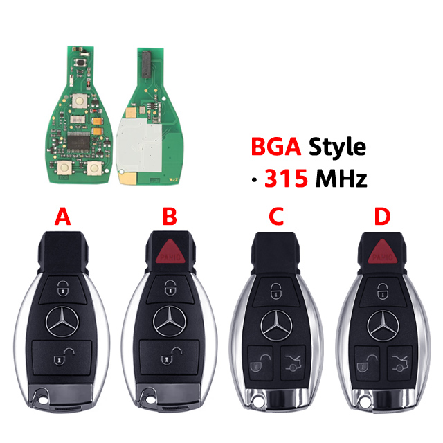 New Smart Remote Key 3+1 Button 315MHz With NEC Chip For Mercedes-Benz (Key Fob Case)