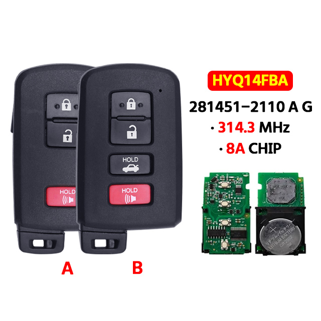 34 Button Smart Key Hyq14fba 8a 314mhz Fsk 281451 2110 A G Board For T Toyota Prius C Tacoma 0604